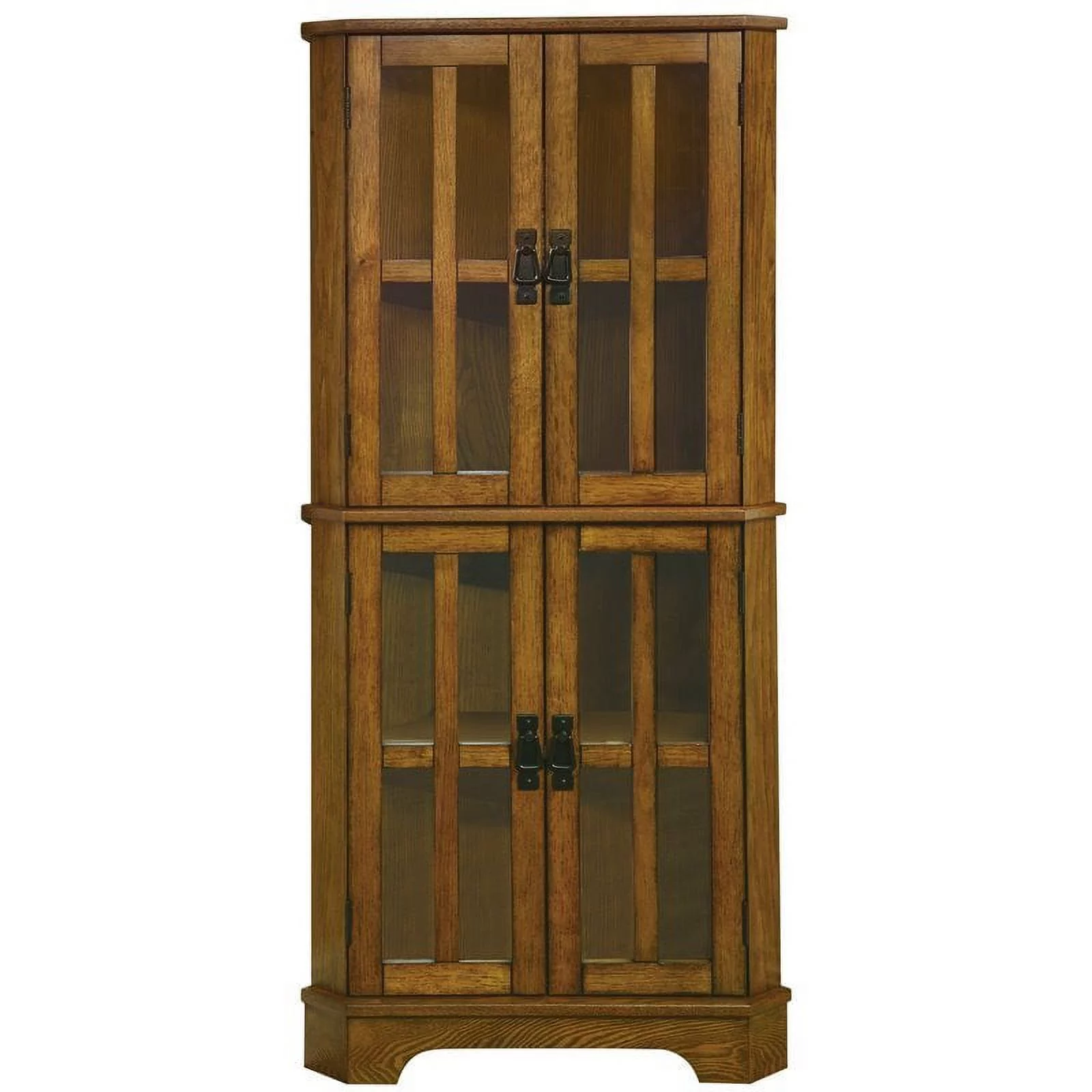 Bowery Hill 4 Shelf Corner Curio Cabinet in Golden Brown