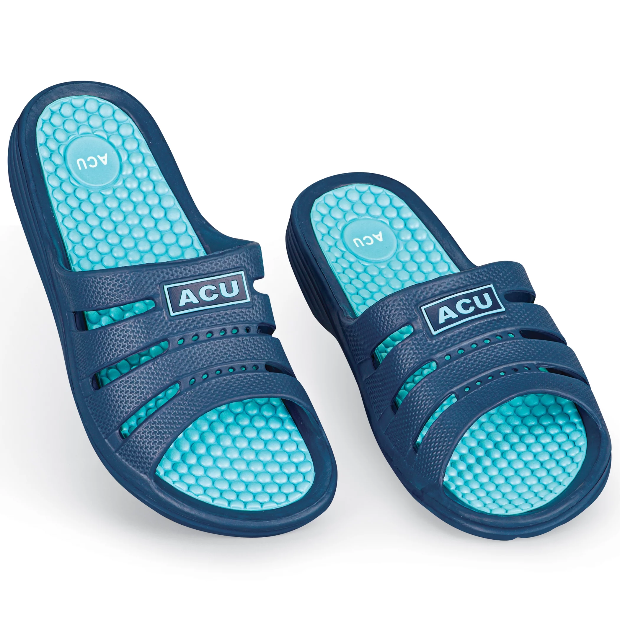 Collections Etc Mens Massaging Comfort Slip-On Slides - Sandals - Stimulate Pressure Points - Waterproof - Indoor, Outdoor Use - Multiple Colors