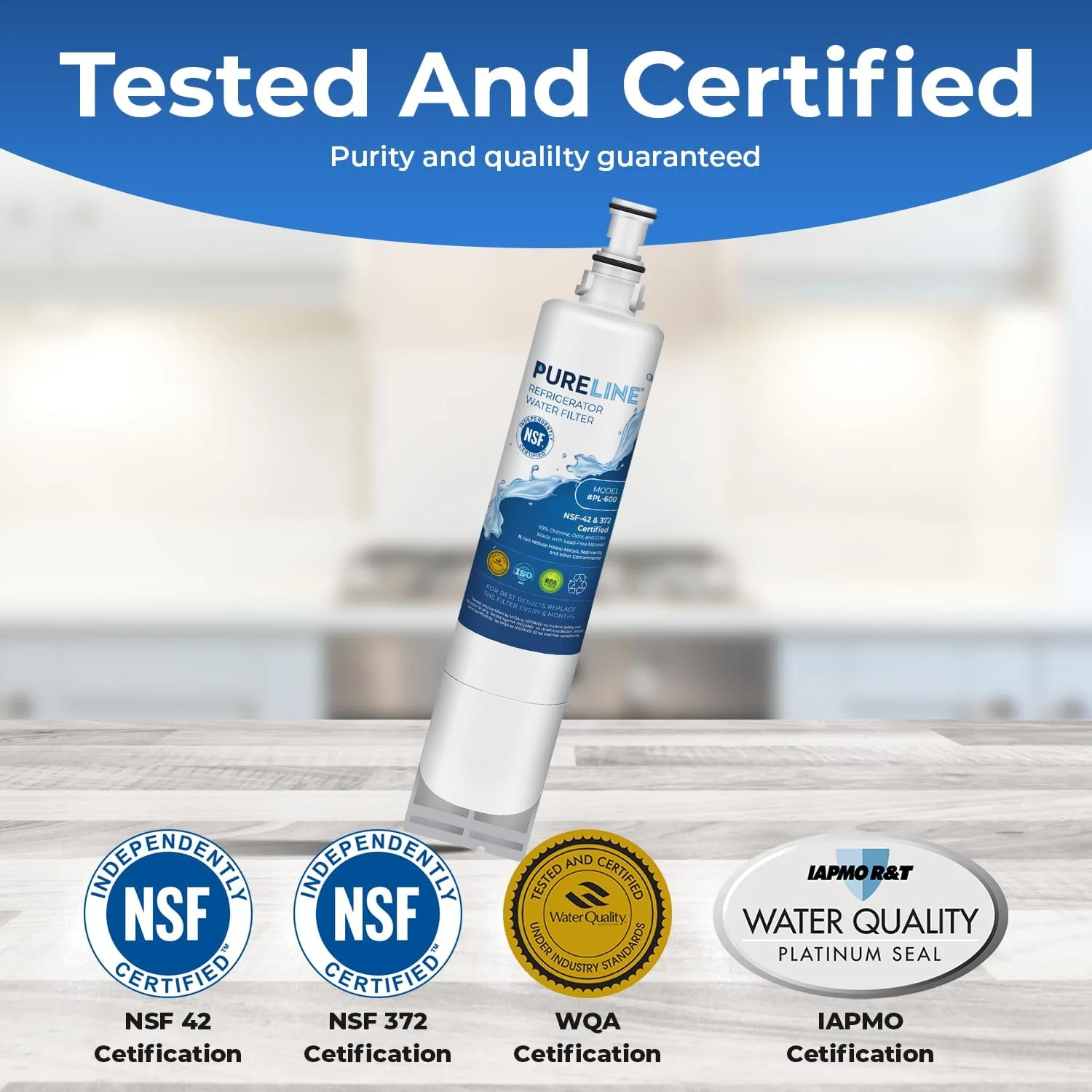 Pureline EDR5RXD1, 4396508 Replacement for Whirlpool 4396508, EDR5RXD1, EveryDrop Filter 5, Refrigerator Water Filter - Reduces Bad Taste & Odor