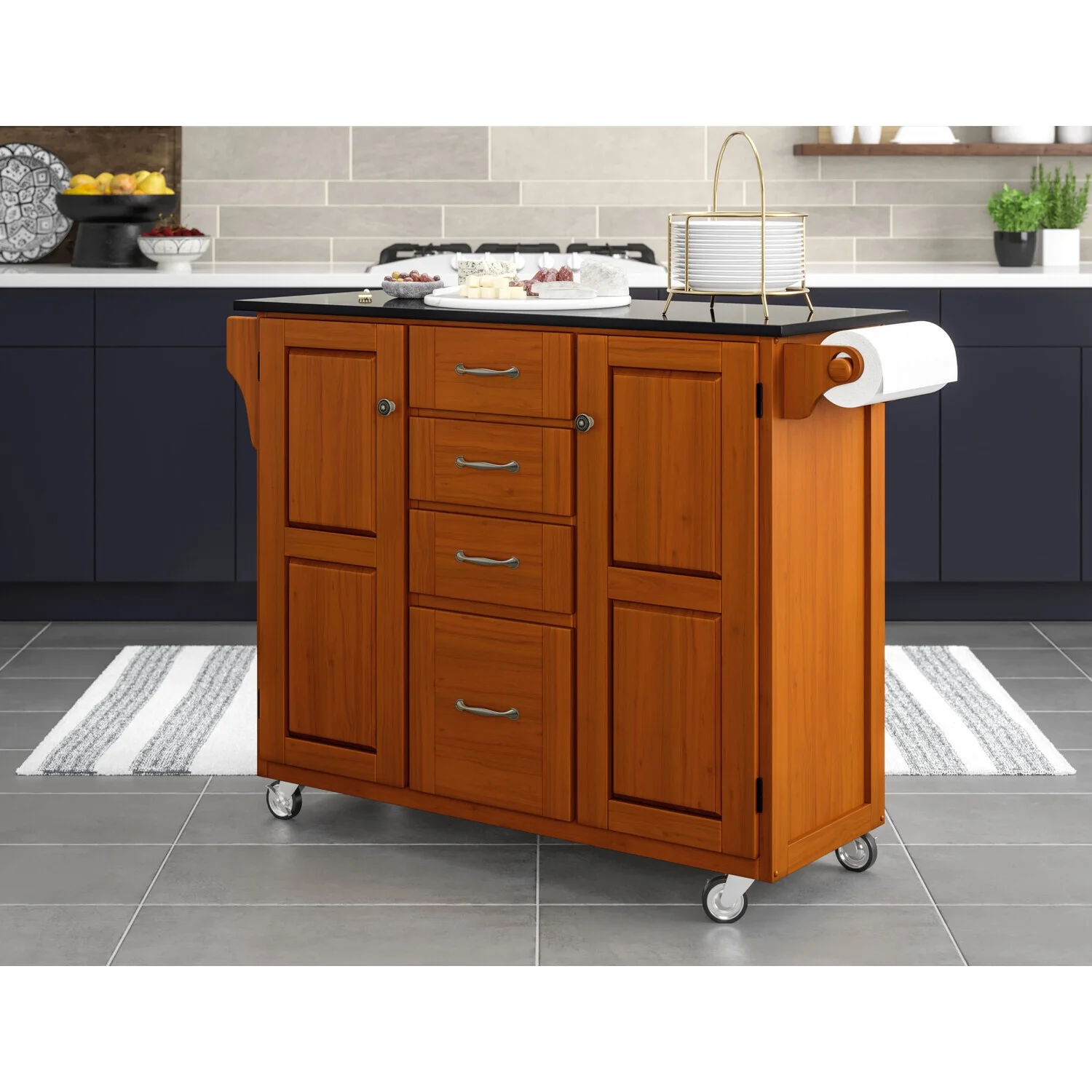 Homestock Natural BeautyBrown Wood Kitchen Cart