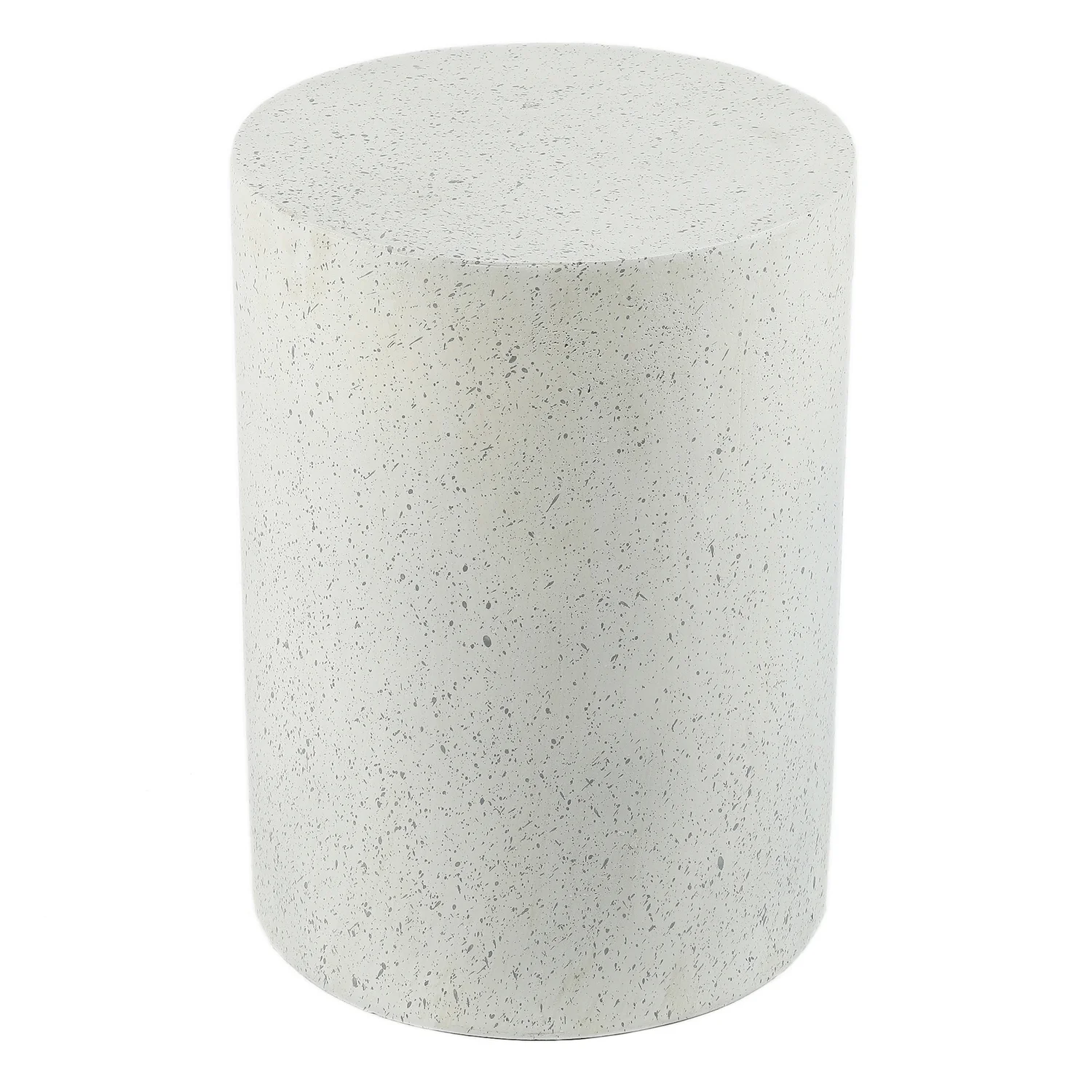 HomeStock Contemporary City Chic White And Speckled Gray Cement Round Indoor Outdoor Side Table - 12.99