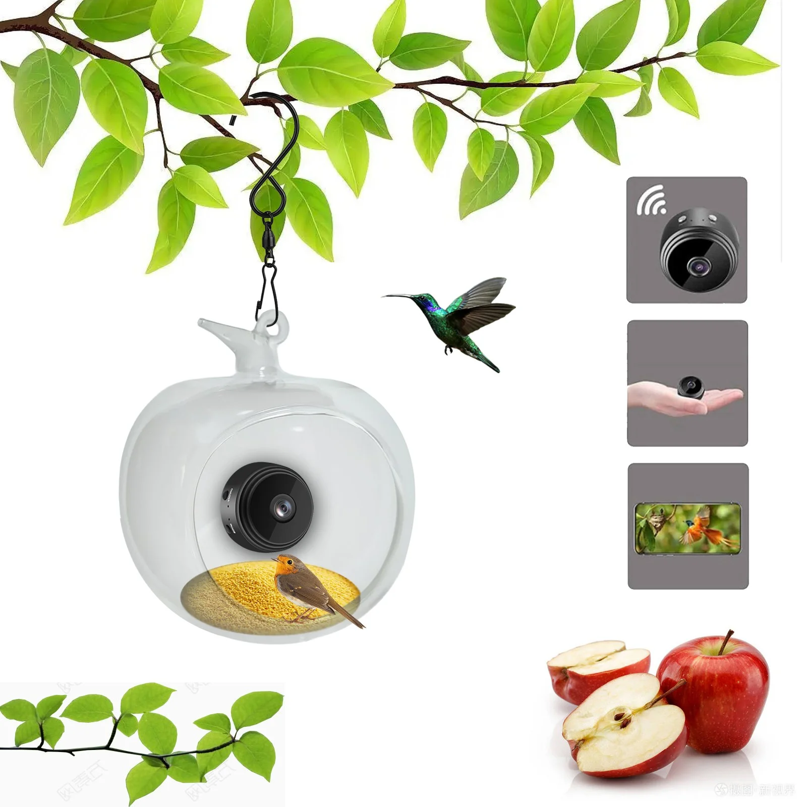 Holzkary 2024 New Pet Smart Ultra HD Bird Feeder Outdoor Real Time Bird Feeder With 1080P Camera Wifi Connection, Smart Bird Feeders That Support Remote Real-time Viewing