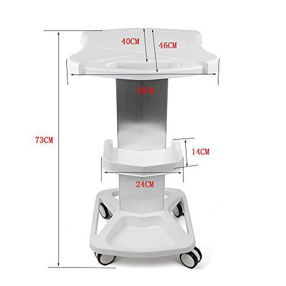 Salon Trolley Stand, Professional Beauty Rolling Trolley Cart Salon Equipment-Aluminum Alloy Salon Rolling Cart Trolley Holder Stand with Tray for Beauty Salon Machines-Maximum Load 33Lbs-White