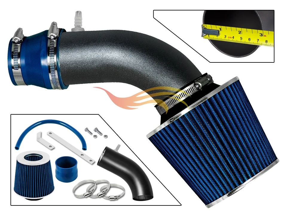 RW SERIES - MATTE BLACK PIPE BLUE - SHORT RAM INTAKE Compatible For 11-15 Hyundai ACCENT/VELOSTER 1.6L / ELANTRA/KIA RIO