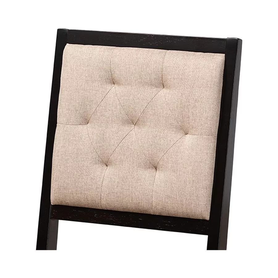 Baxton Studio Alani Modern Beige Fabric and Dark Brown Finished Wood 5-Piece Dining Set