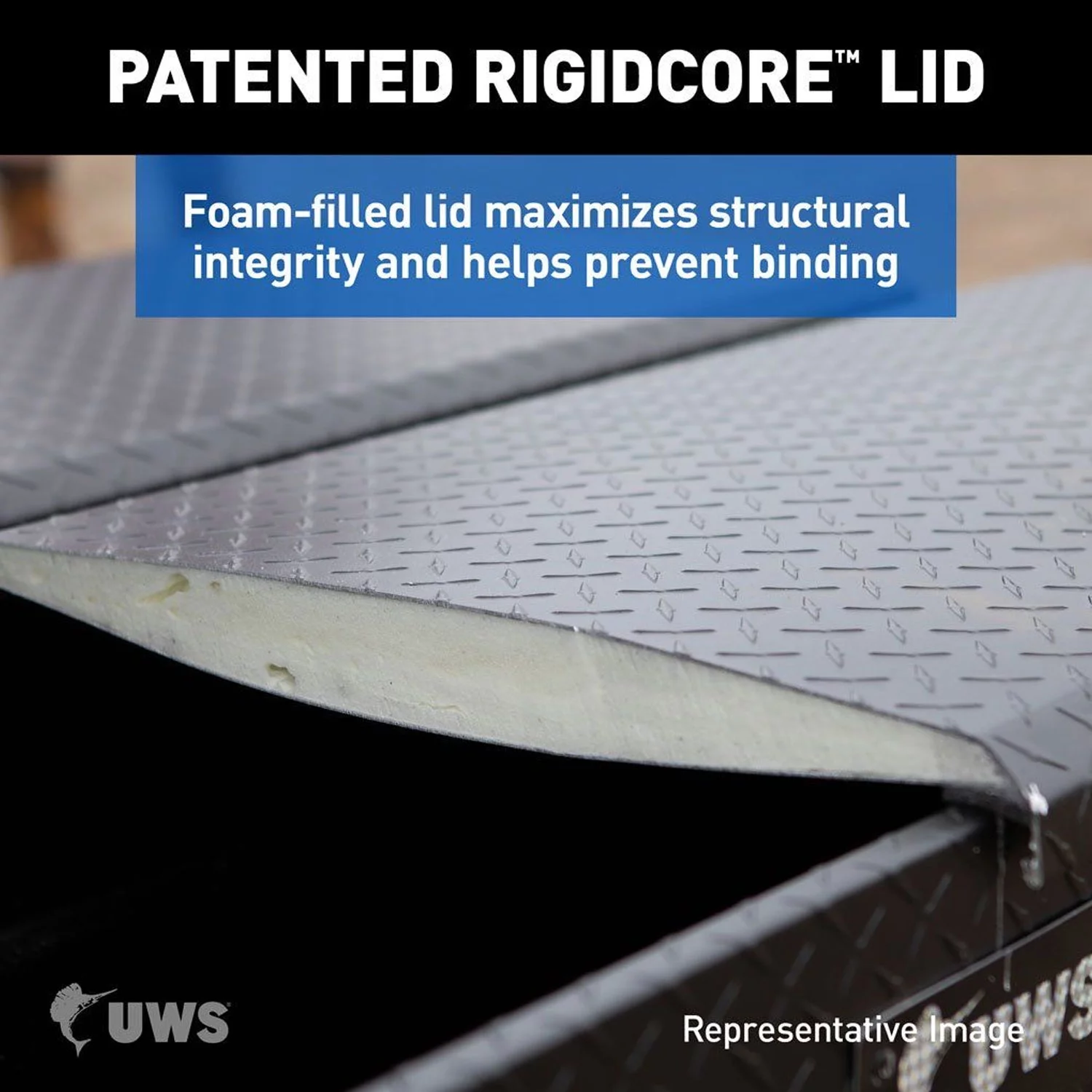 UWS C30142-MK2 72 In Aluminum Truck Bed Side Tool Box, Gloss Black