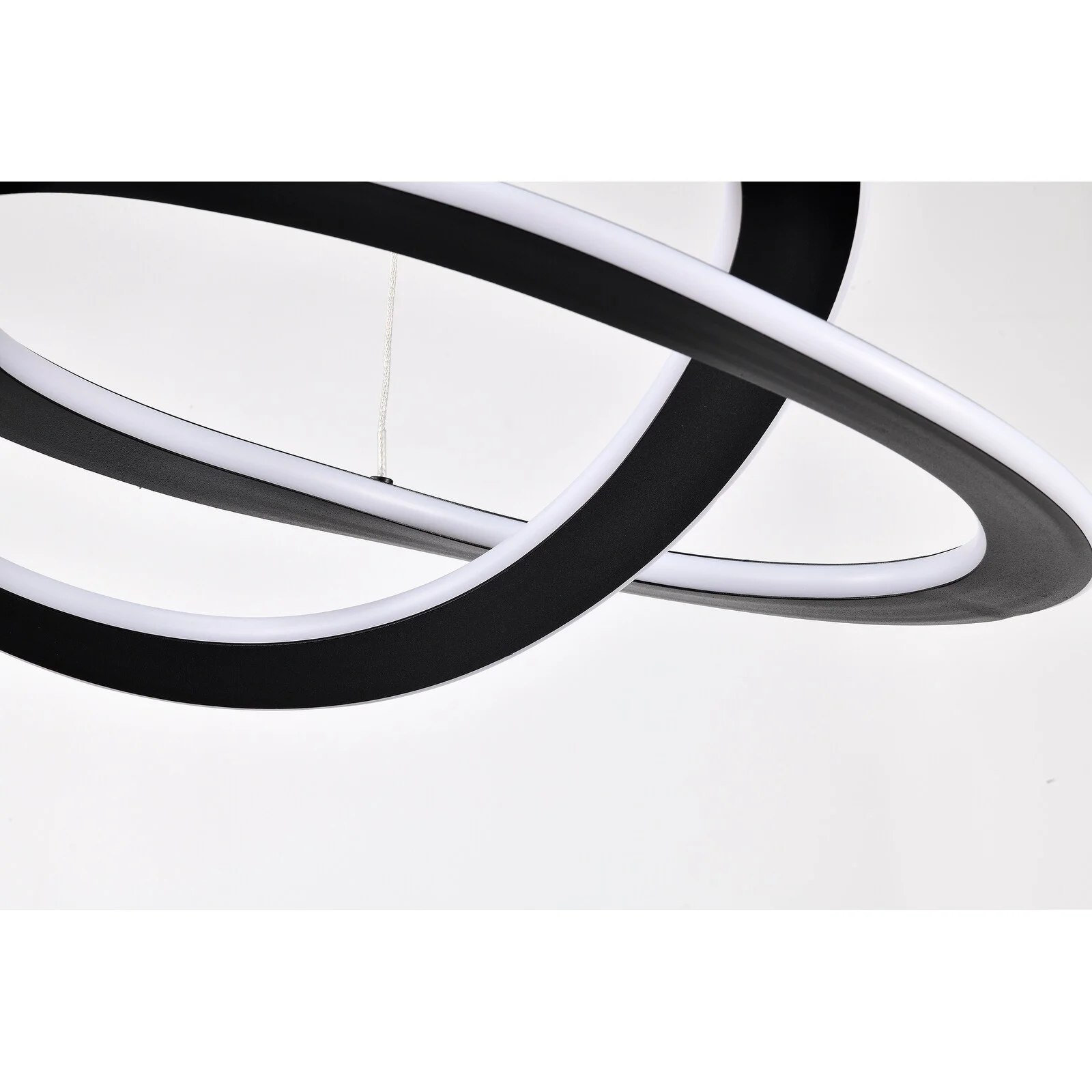 Edvivi Lighting Sand Black Finish 30-Watt Integrated LED Modern Curved Lines Chandelier