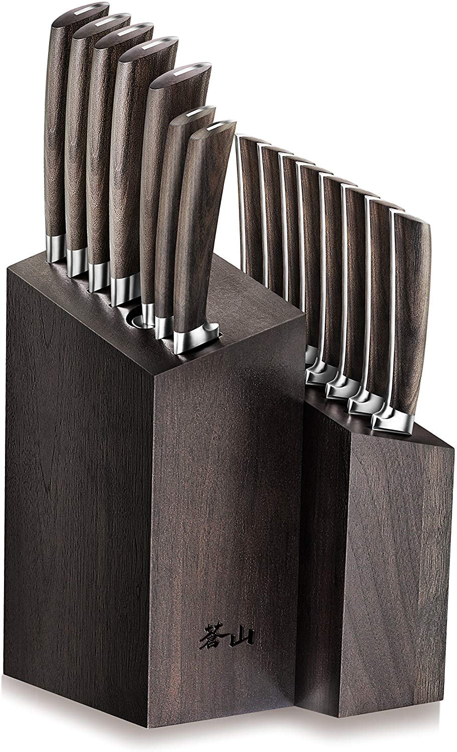 Cangshan A Series 60218 16-Piece Swedish Steel Forged Knife Block Set, Walnut Block