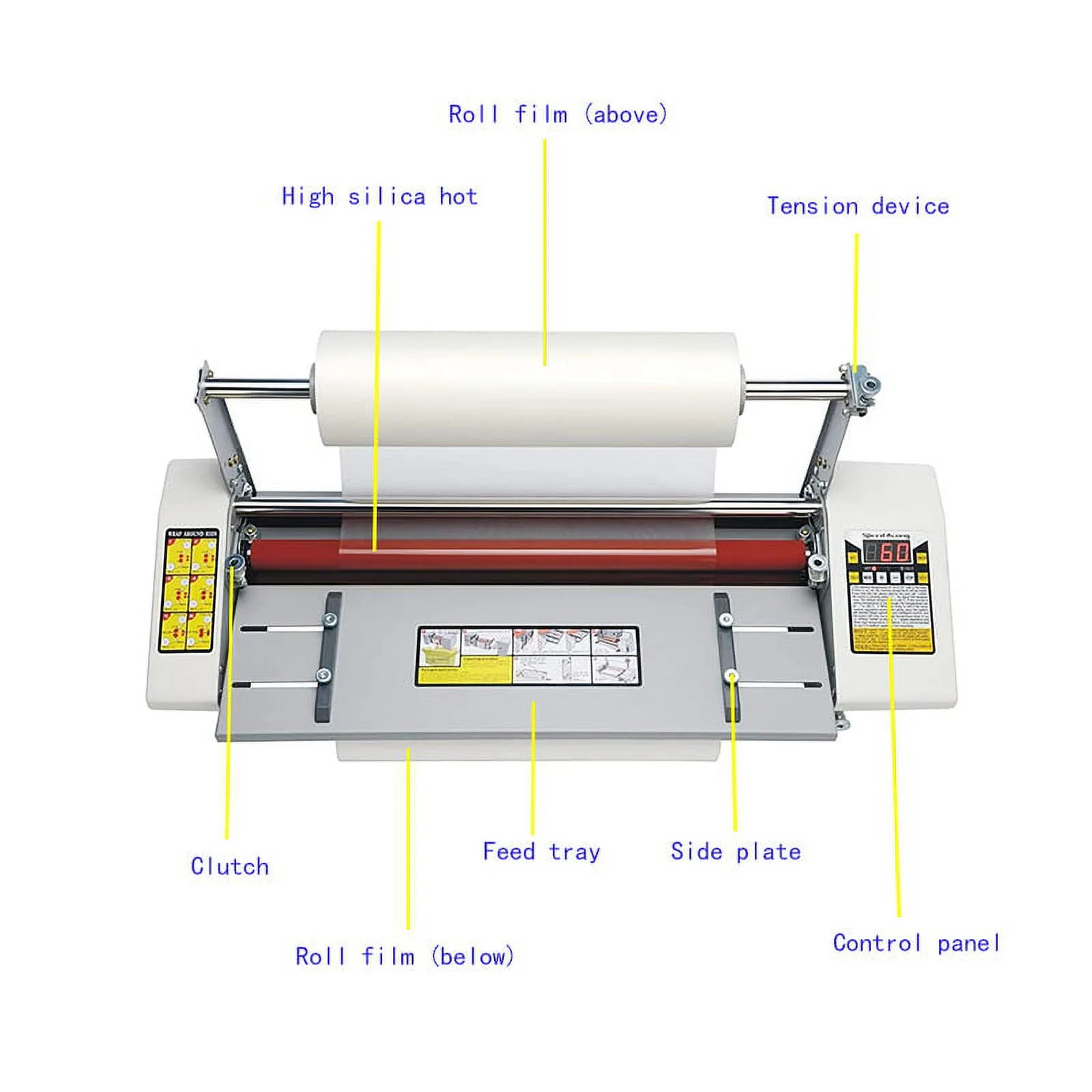 PreAsion 17.3in A2 High Speed Roll Laminator Hot Cold Laminating Machine for Single and Double Sided Lamination 110V