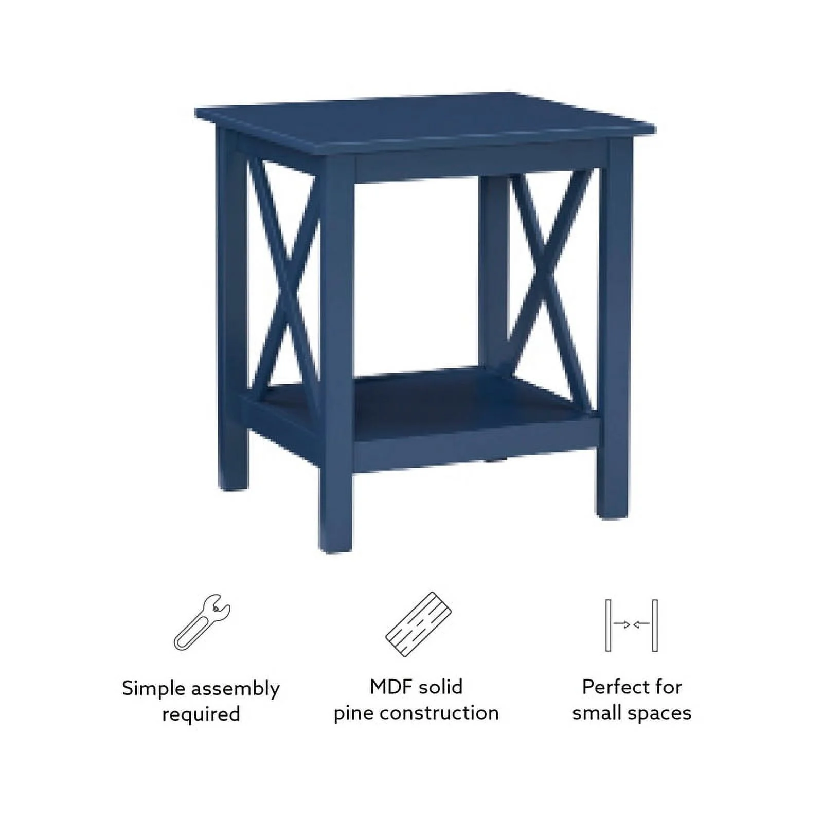 Linon Dalton Wood End Table in Navy Blue
