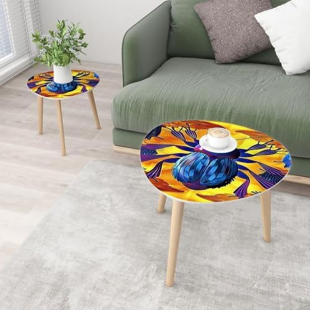 RSJIWOGZ Small Coffee Nesting  Stained Glass Style Pair Bright Fishes Water Triangle End  Center   Modern   Room Bedroom Balcony