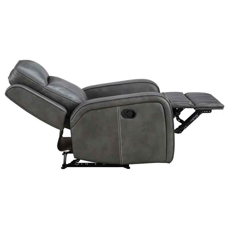 Pemberly Row Modern Faux Leather Upholstered Recliner Chair Gray
