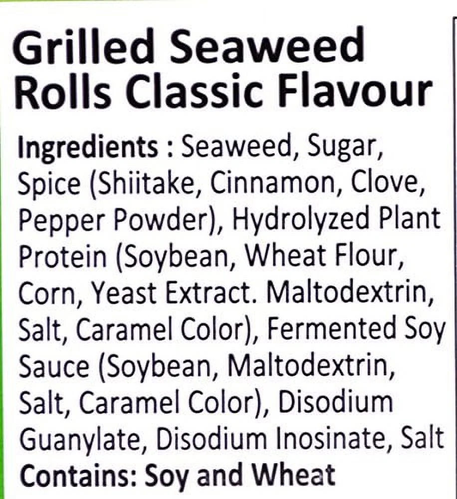 Tao Kae Noi Big Roll Grilled Seaweed Roll 9 Packets Per Box, (32.4 g) - 3 Boxes (Classic Flavour)