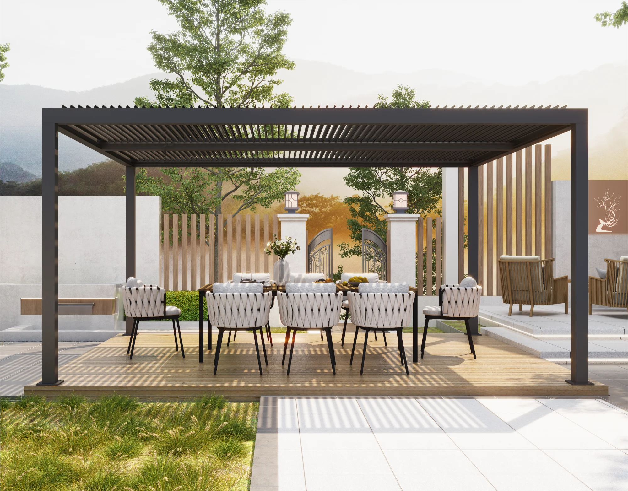 PURPLE LEAF Louvered 12' x 16' Outdoor Aluminum Pergola with Adjustable Roof for Deck Backyard Garden Grey Patio Hardtop Gazebo