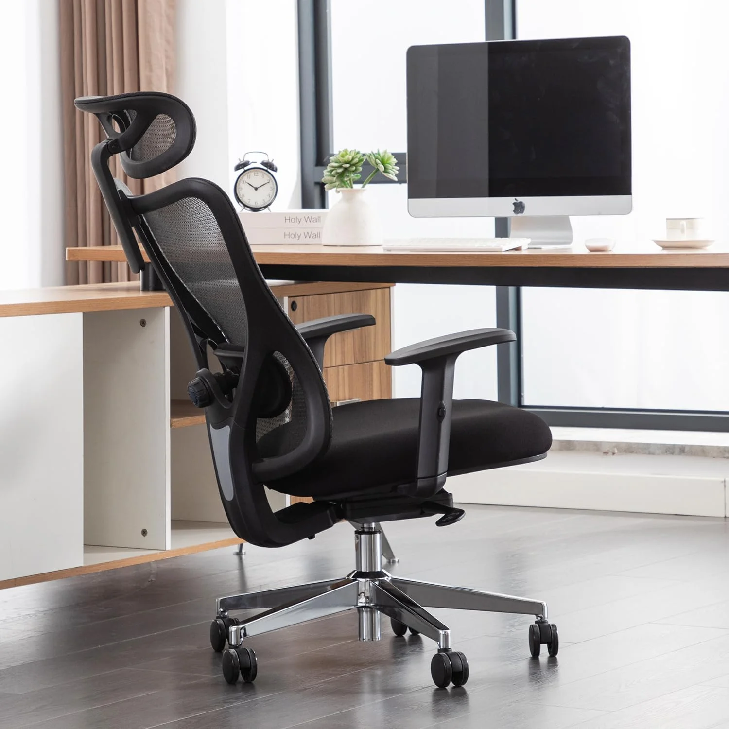 FDSHOIYN Ergonomic Office Chair  High Back Desk Chair with 2D Lumbar Support  Tilt   Big and Tall Mesh Chair with Adjustable Arms and Headrest  Comfortable Chair Black