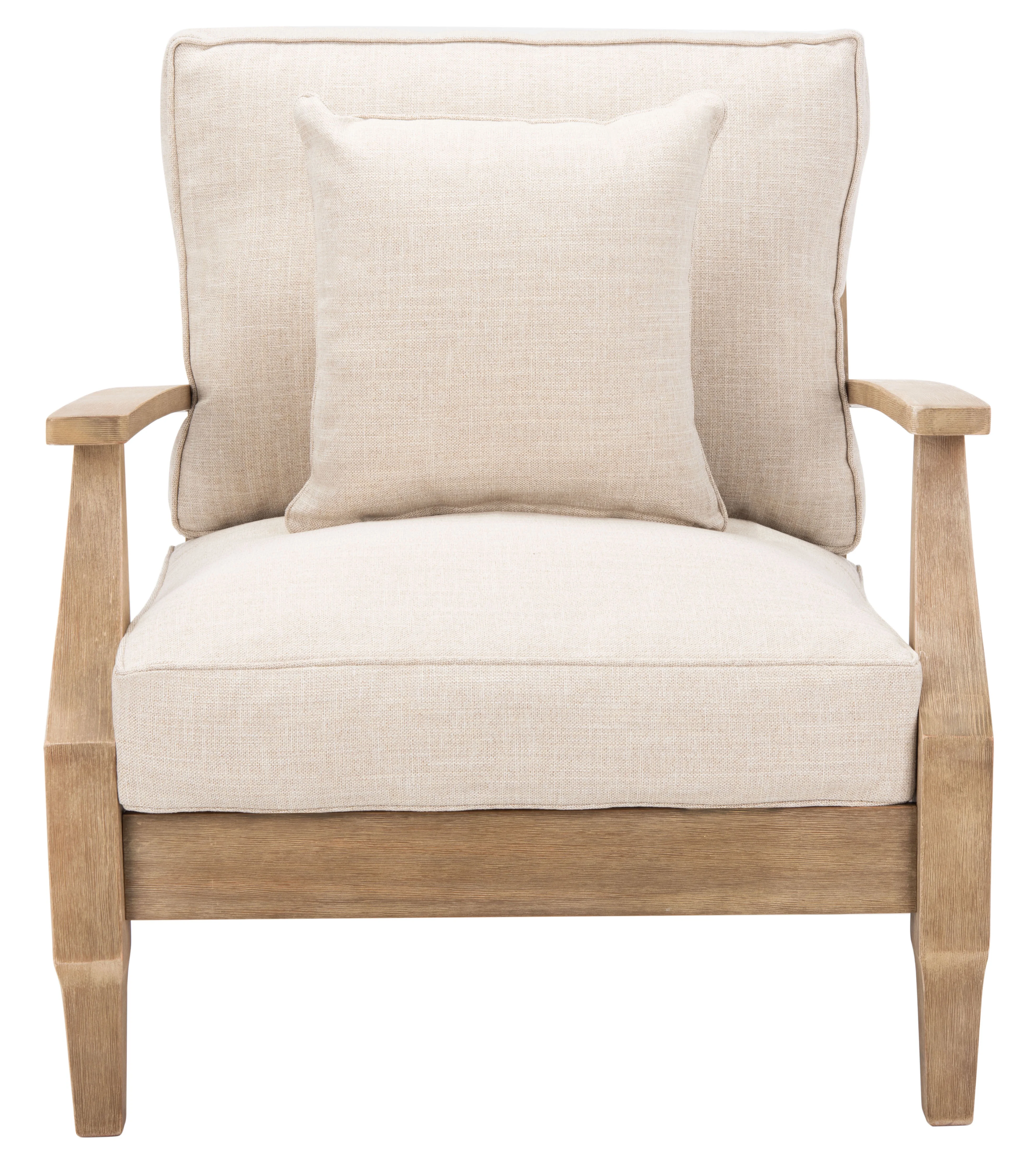 SAFAVIEH Couture Martinique Coastal Eucalyptus Wood Solid Armchair, Natural/Beige