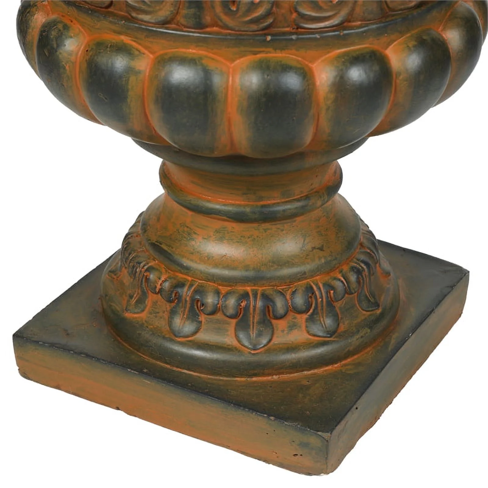 LuxenHome Set of 2 Weathered Orange/Brown MgO Urn Planter