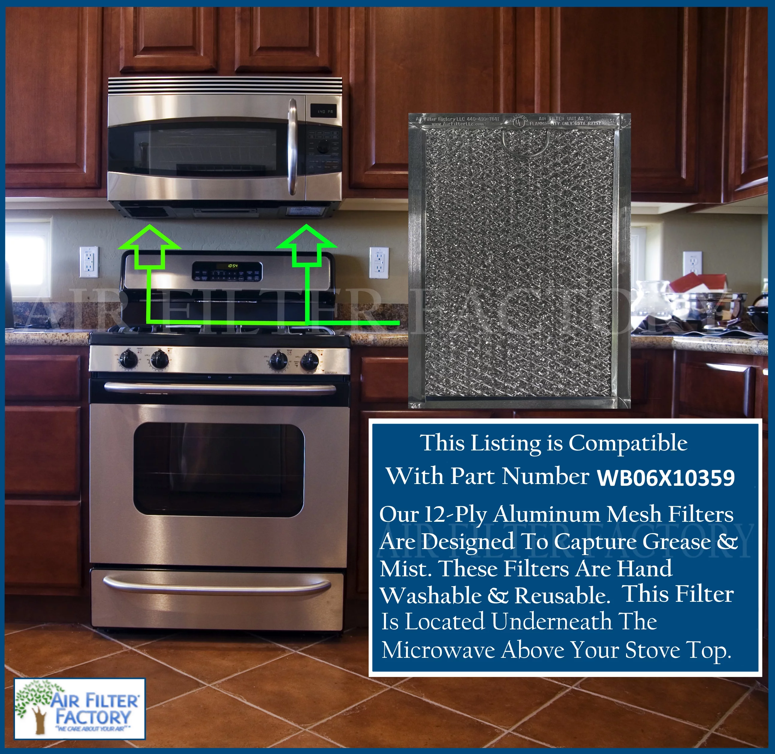 2-Pack Air Filter Factory Compatible with GE WB06X10359  Microwave Grease Filters