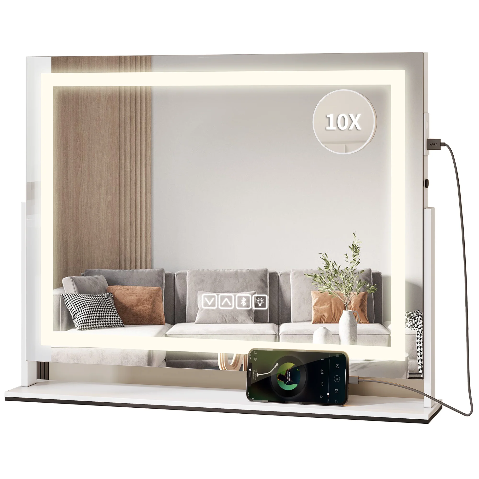 DWVO Vanity Mirror with Lights and Bluetooth Speaker, 24.6