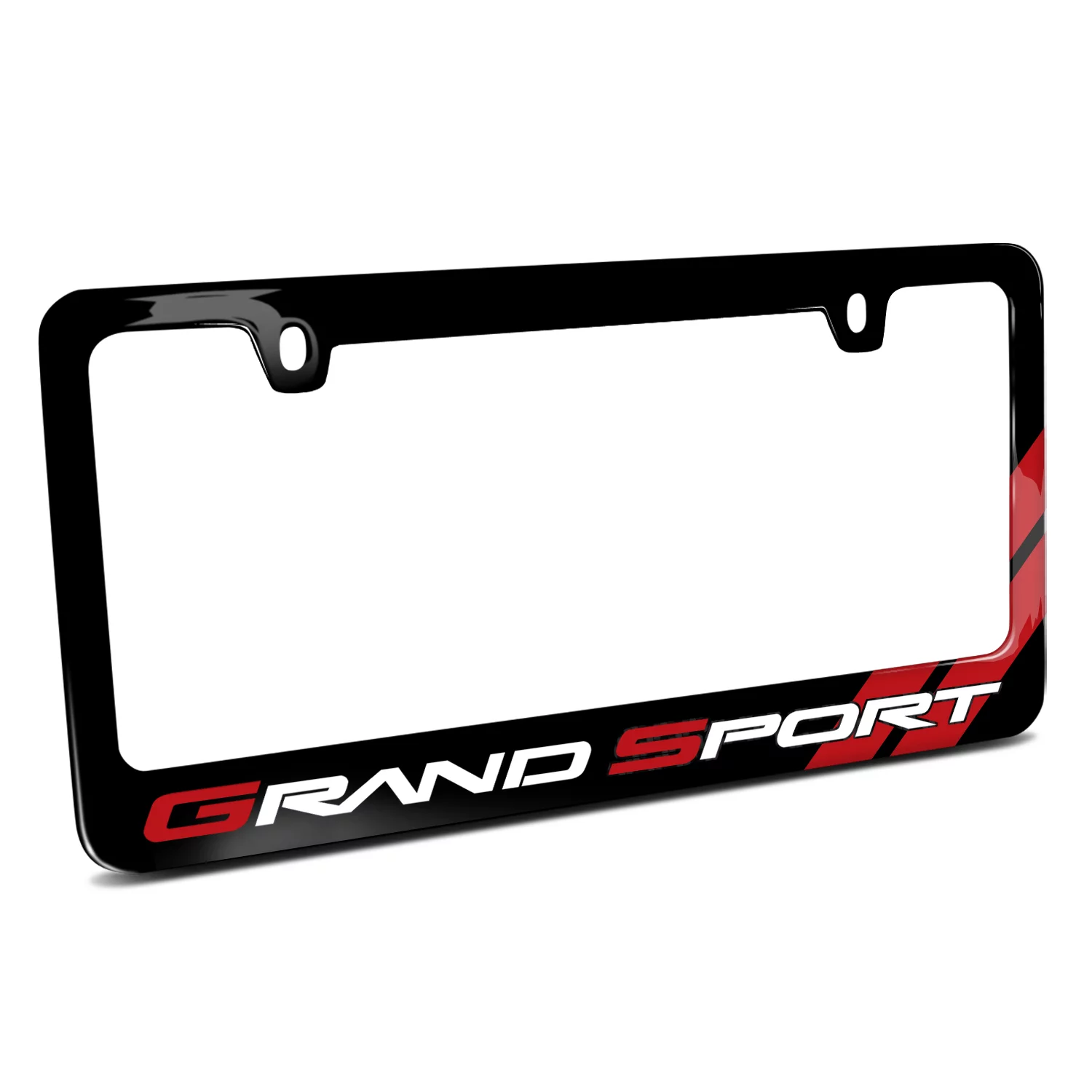 Chevrolet Corvette C6 Grand-Sport Red Stripes Black Metal License Plate Frame
