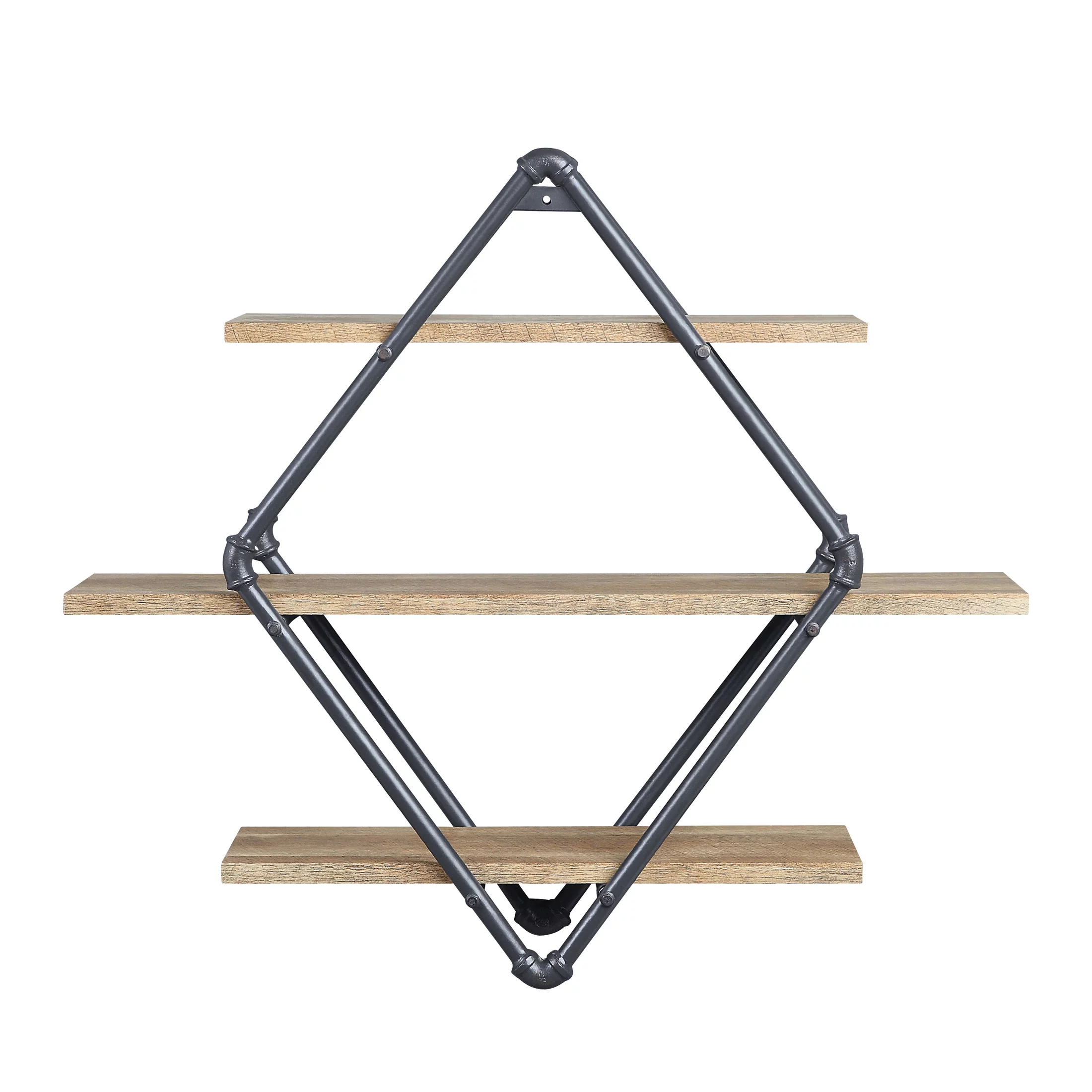 AC00739 - Wall Rack, Oak & Sandy Black Finish - Brantley