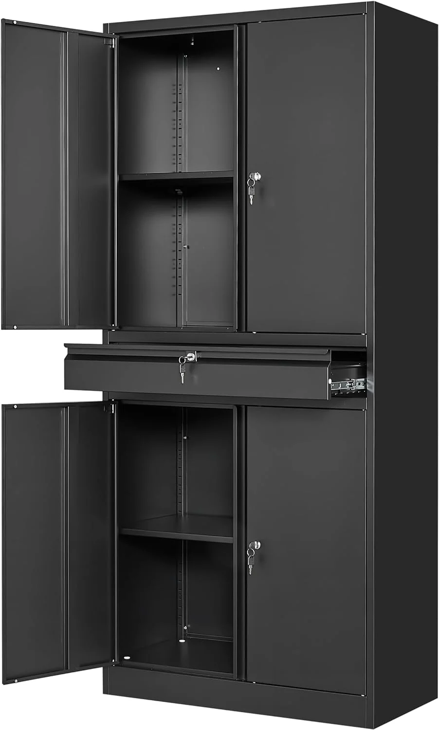 Metal garage storage cabinet with locked door and adjustable shelf, tool storage cabinet with 1 drawer -71 