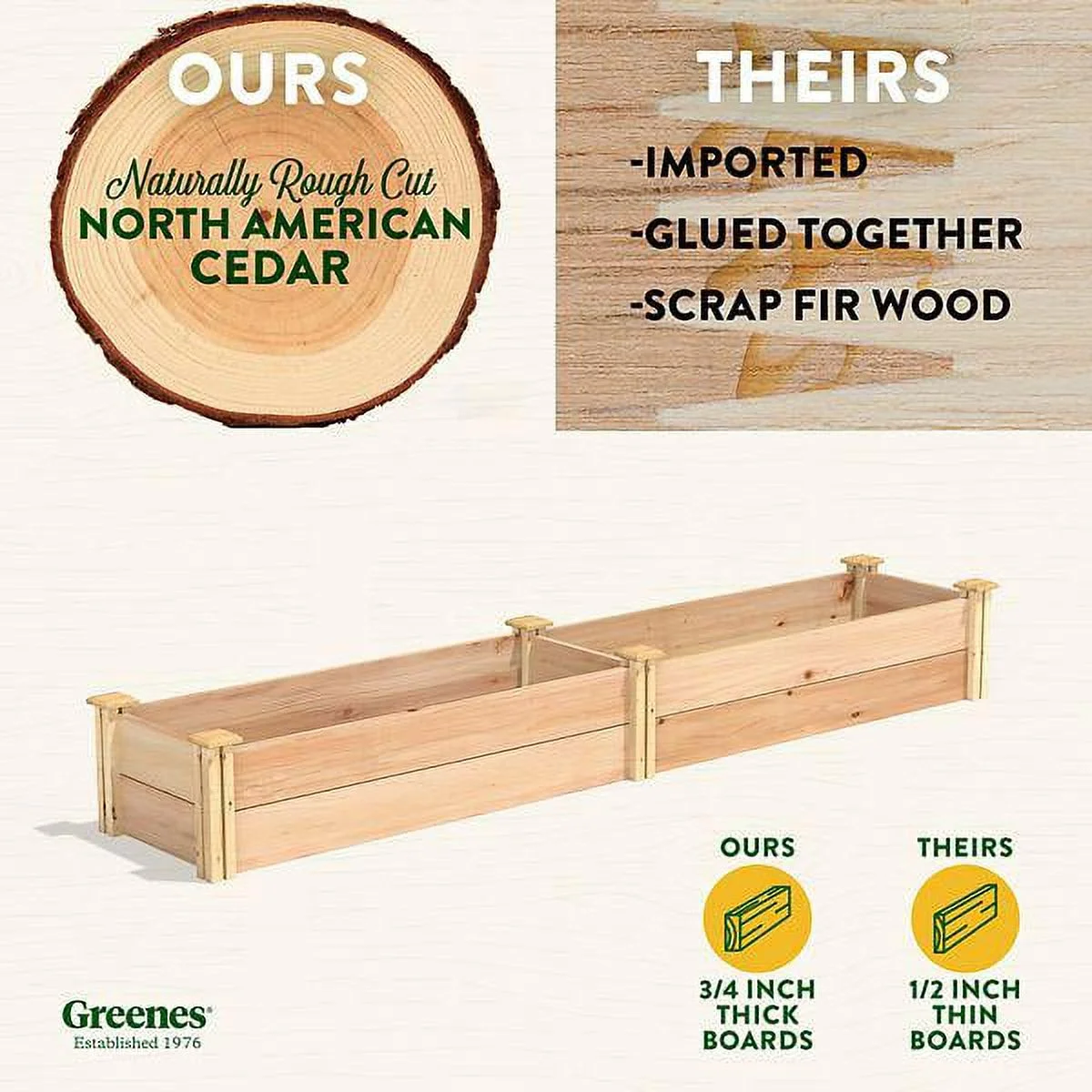 Greenes Premium Cedar Stackable Raised Garden Bed, 16 in. x 8 ft. x 11 in.