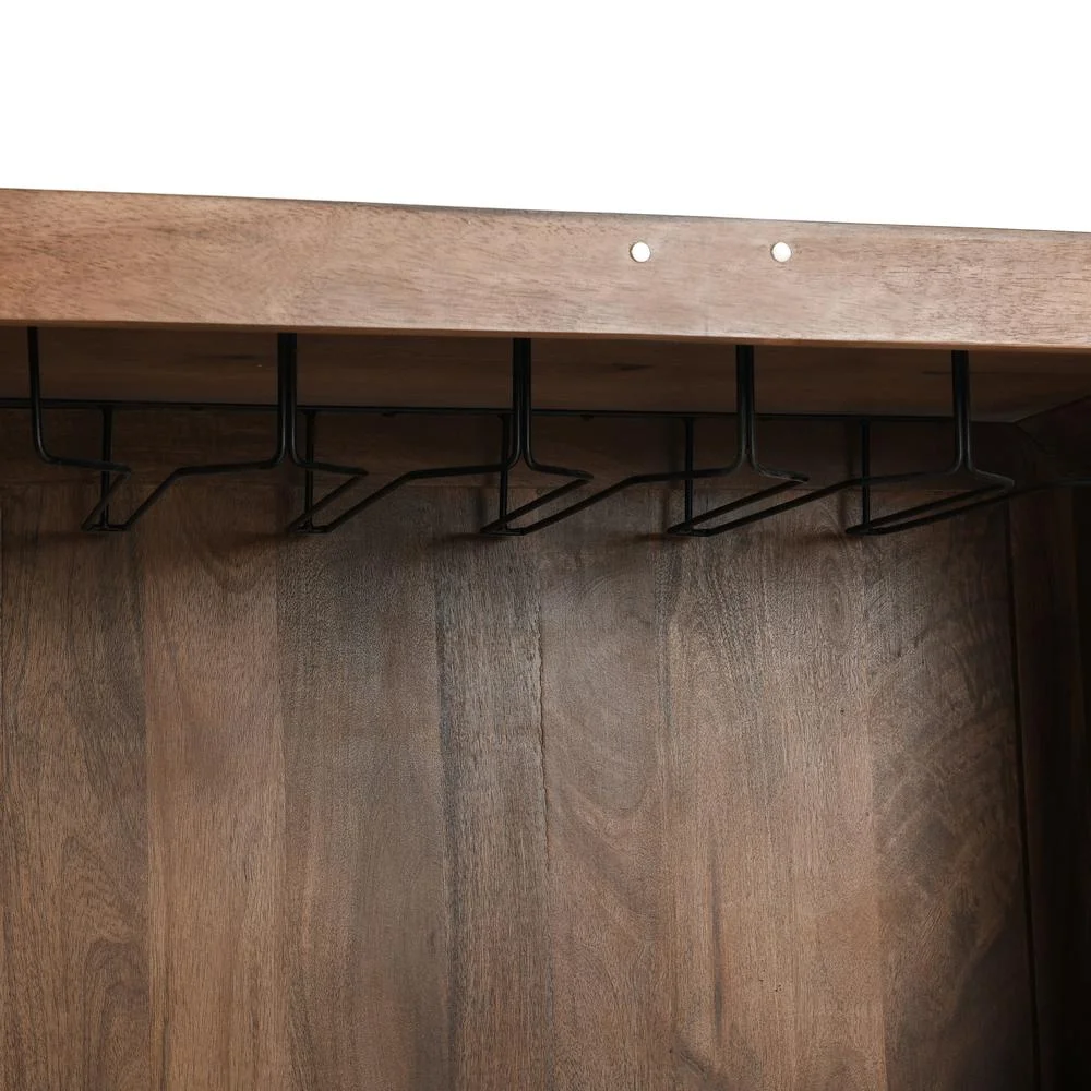 Classic Home Holmes Mango Wood Carved Bar Cabinet in Brown