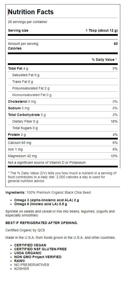Garden of Life - Super Omega-3 100% Organic Chia Seed - 12 oz.