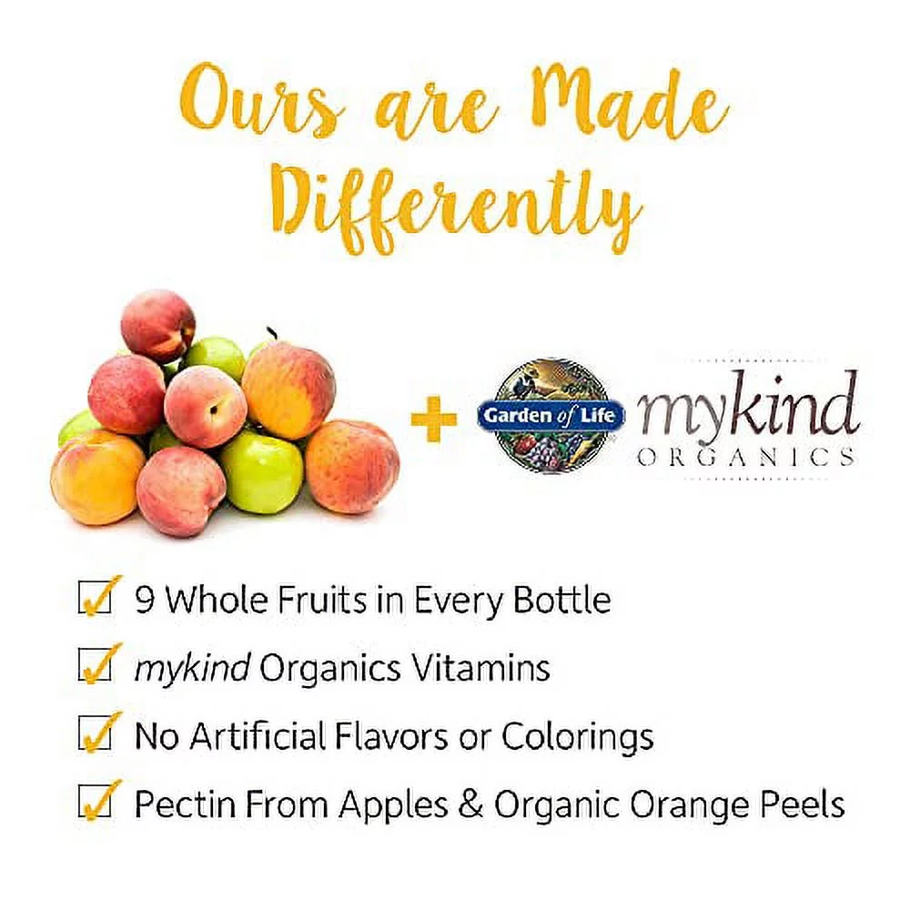 Garden of Life mykind Organics Kids Gummy Vitamins - Fruit - Certified Organic, Non-GMO & Vegan Complete Children's Multi - B12, C & D3 - Gluten, Soy & Dairy Free, 120 Real Fruit Chew Gummie