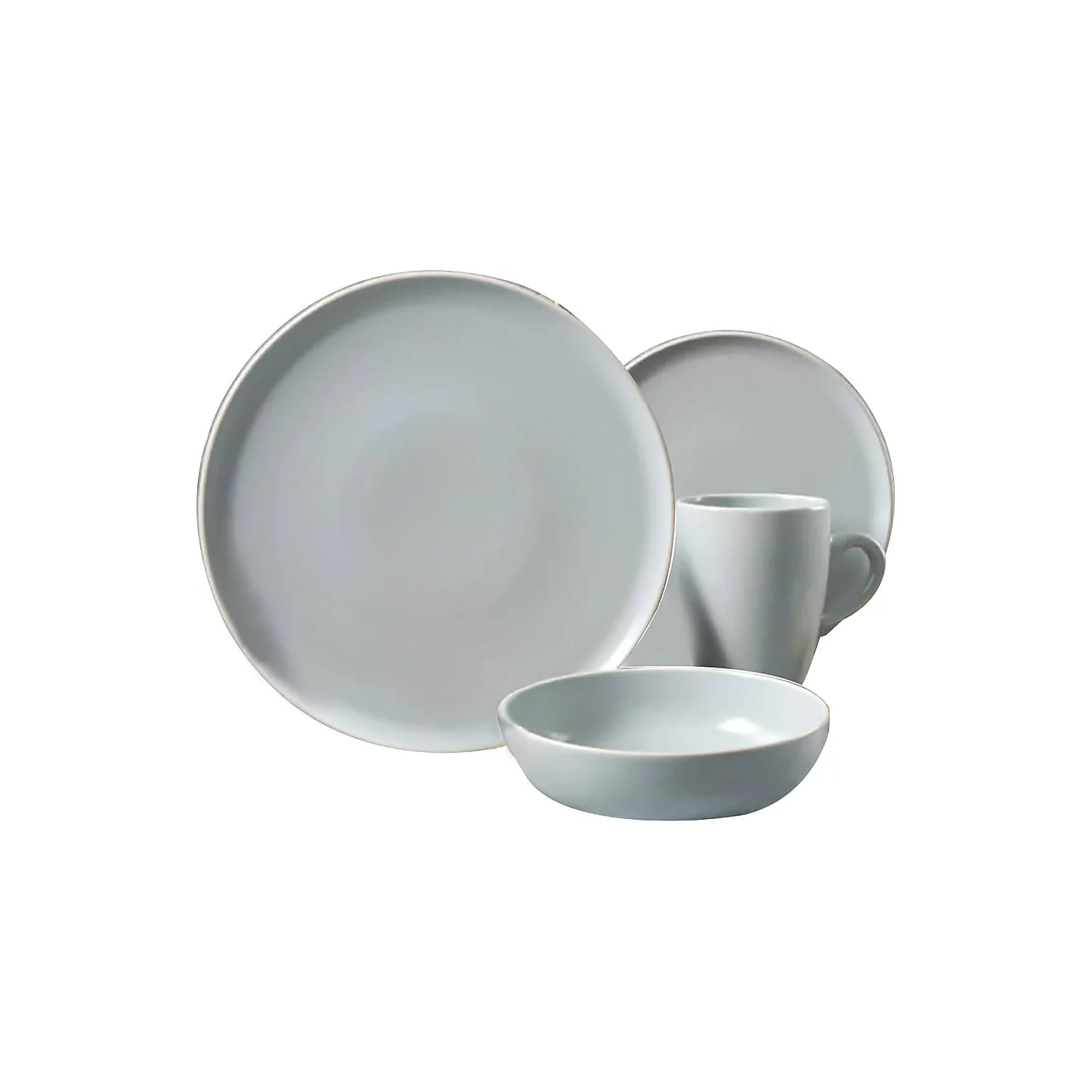 Gibson Elite Serenade 16 Piece Stoneware Dinnerware Set Matte Gray (127245.16)