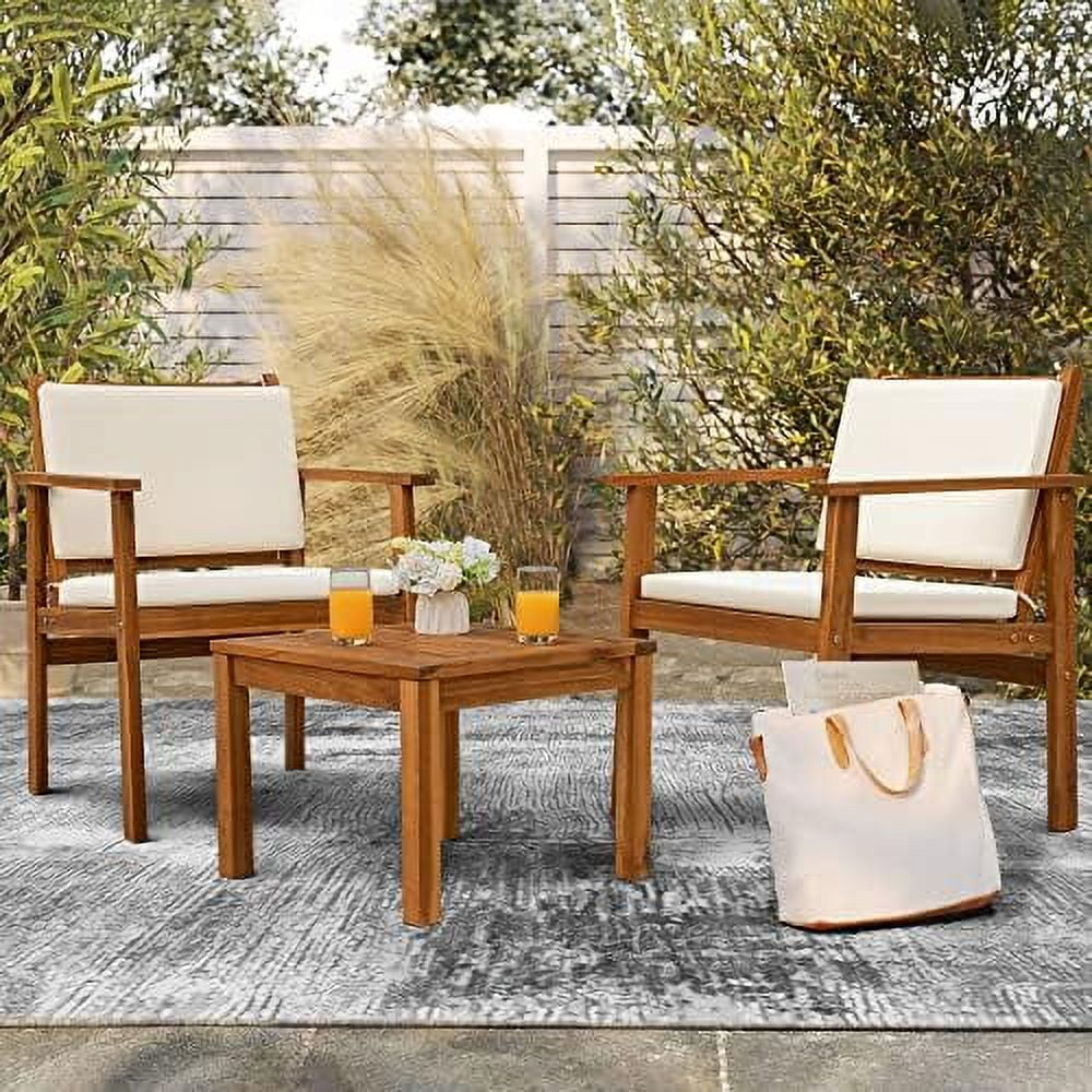 xrboomlife Patio  4 Piece Outdoor Acacia Wood Patio Conversation Sofa Set with Table & Cushions Porch  for Deck  Balcony  Backyard