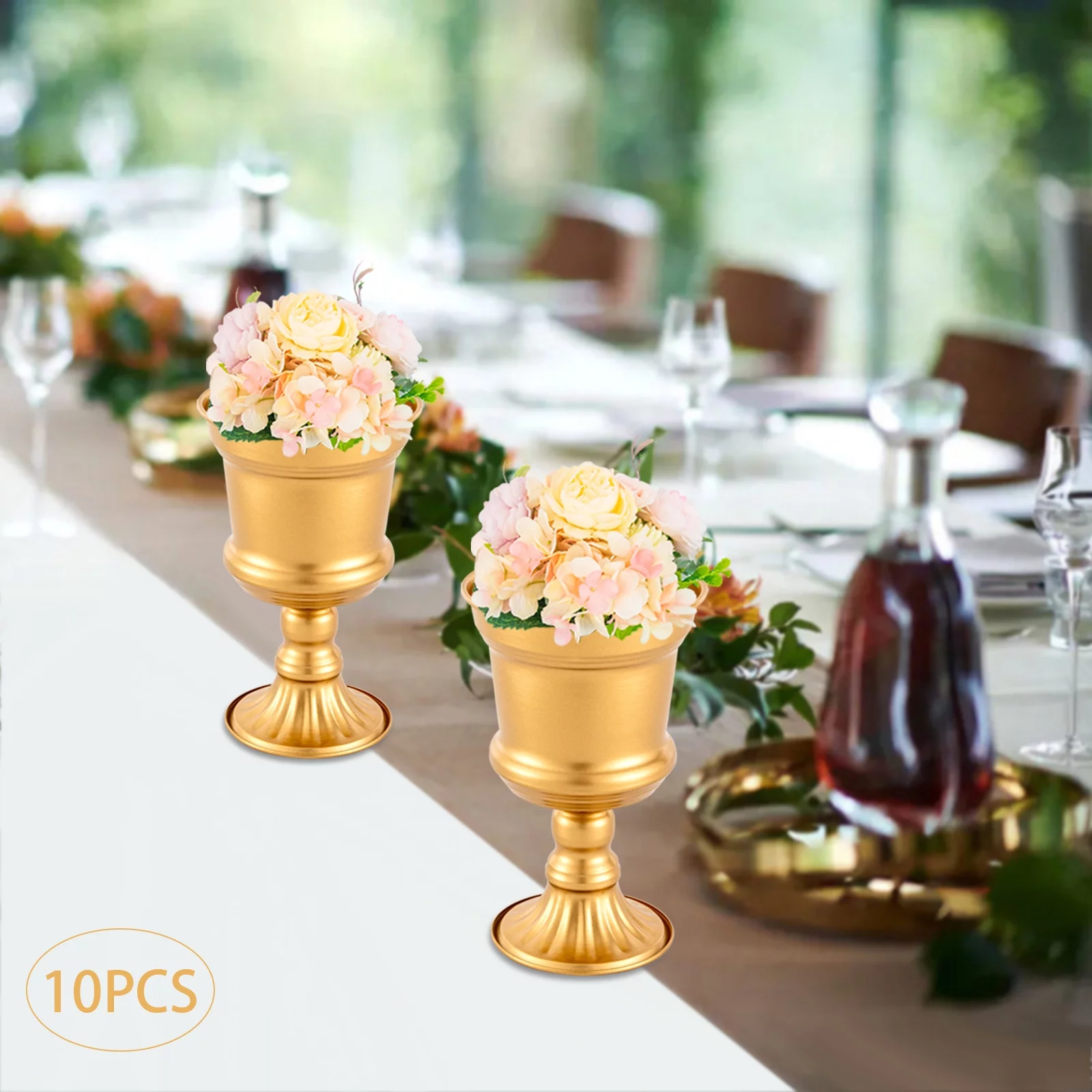 Gold Metal Vase Wedding Centerpieces&Table Decorations Flower Stand Set of 10
