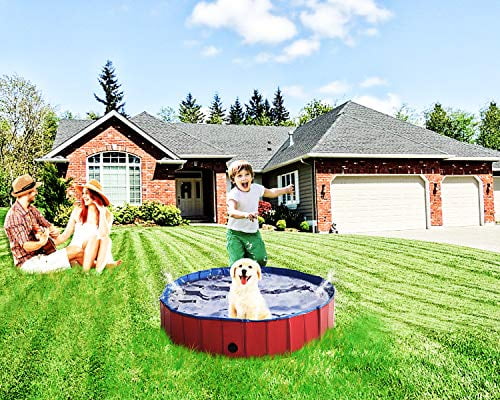 ZX Collapsible Pet Dog Bath Pool, Kiddie Pool Hard Plastic Foldable Bathing Tub PVC Outdoor Pools for Dogs Cat Kid (XL:160cm30cm(63’’12’’))