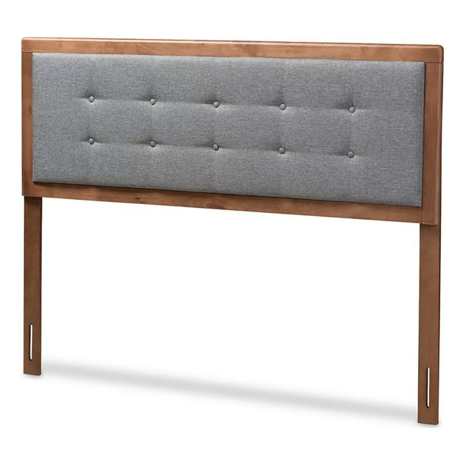 Bowery Hill Mid-Century Wood Tufted Queen Headboard in Dark Gray/Walnut Brown