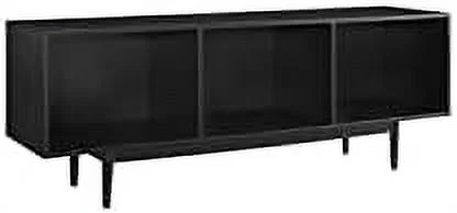 Liam Mid-Century Record Storage Console Cabinet, Large, Black