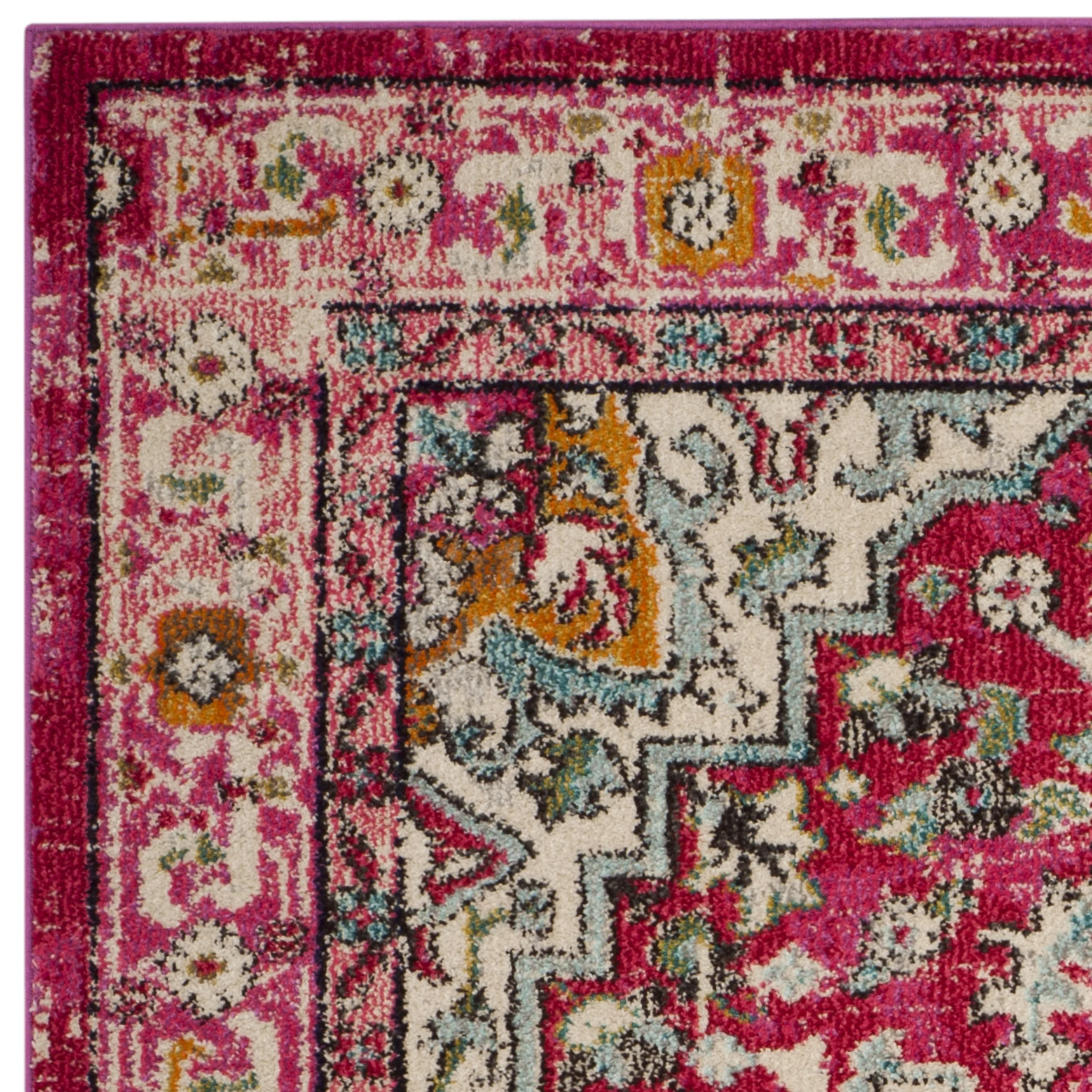 SAFAVIEH Monaco Axel Transitional Area Rug, Fuchsia/Light Blue, 5'1
