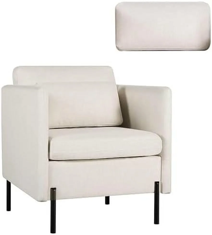 GVJMTKP Modern Upholstered Accent Chair Armchair Living Room Chairs  Fabric Single Sofa Chair with Pillow/Metal Legs  Comfy Barrel Club Chair for Bedroom Reading Lounging  Gray