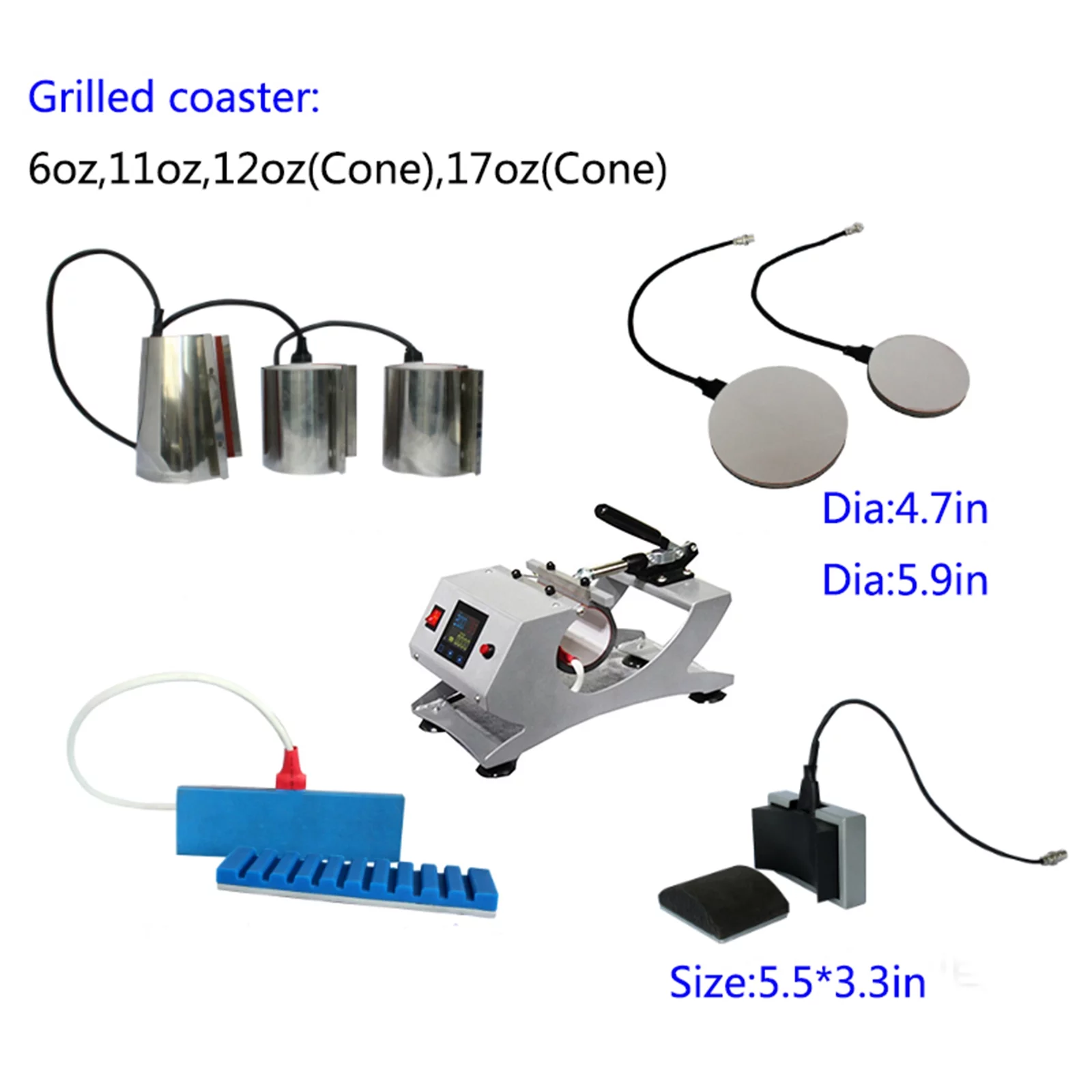 INTBUYING 9in1 Heat Press Machine Semi-Auto Cloth Mug Cap Pen Plate Sublimation Transfer for Art DIY