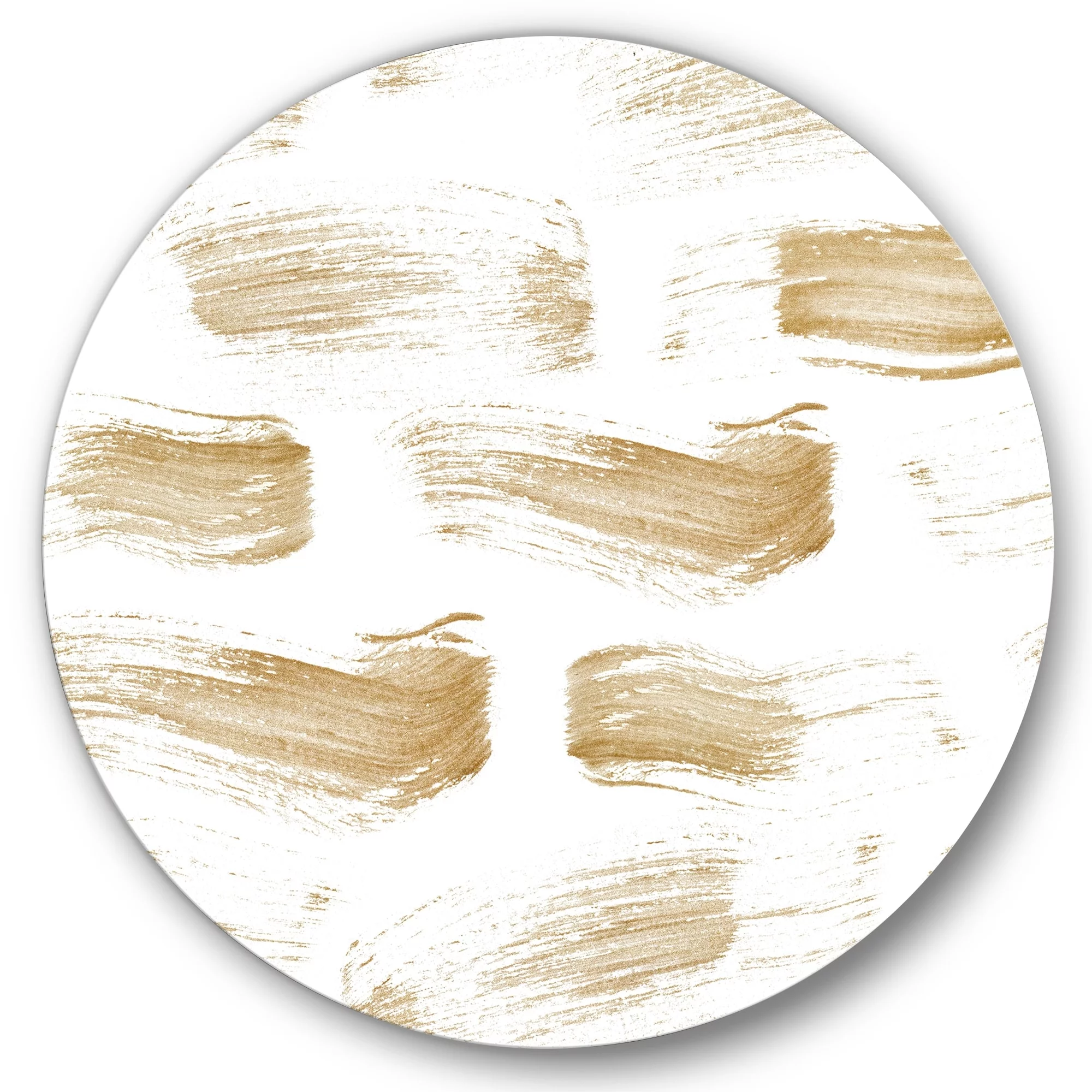 DESIGN ART Designart 'Golden Abstract Strokes' Modern Metal Circle Wall Art 36x36 - Disc of 36 Inch