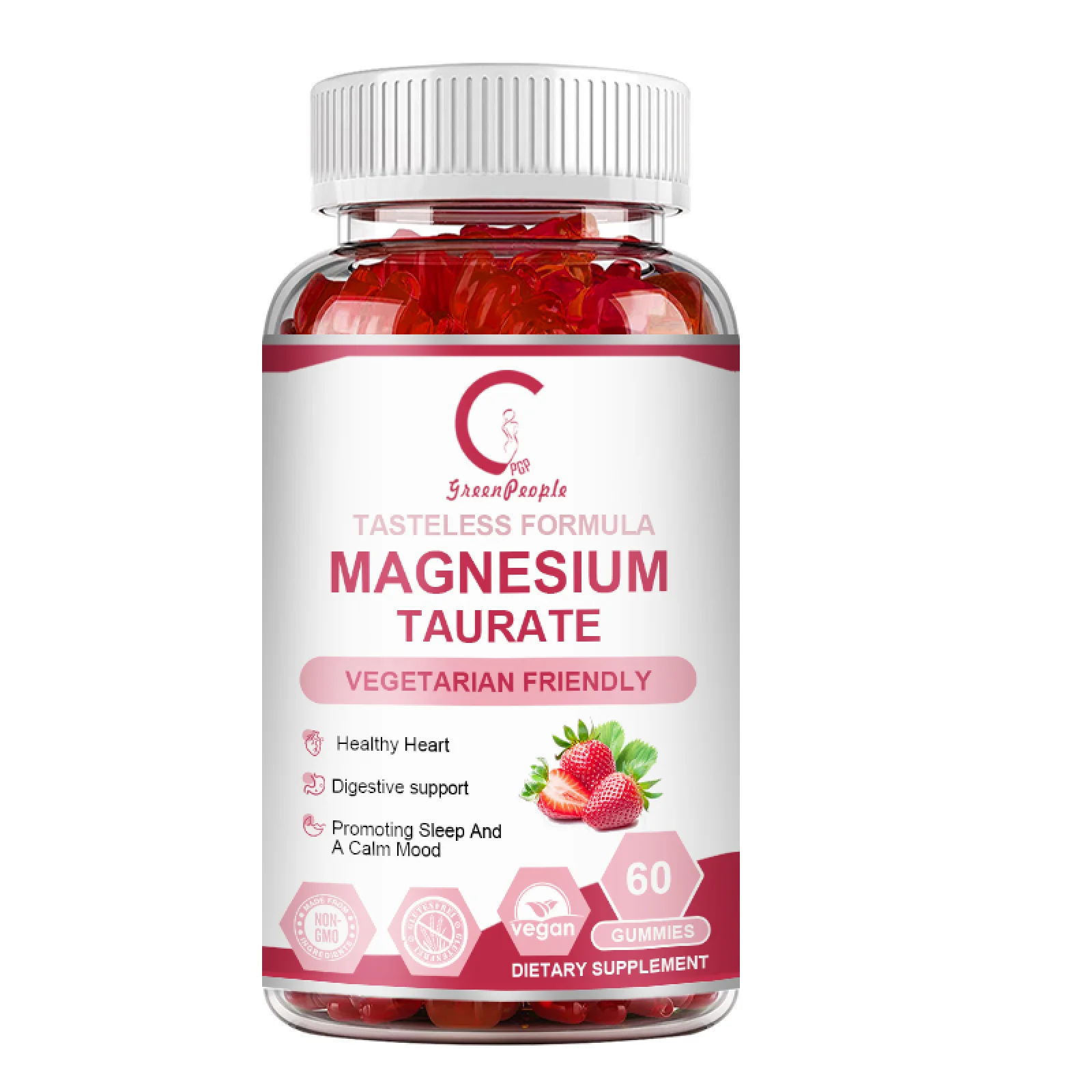 Magnesium Taurate Supplement 1800mg,Supports Heart Health, Muscles Function, Mood Support,60 Gummies
