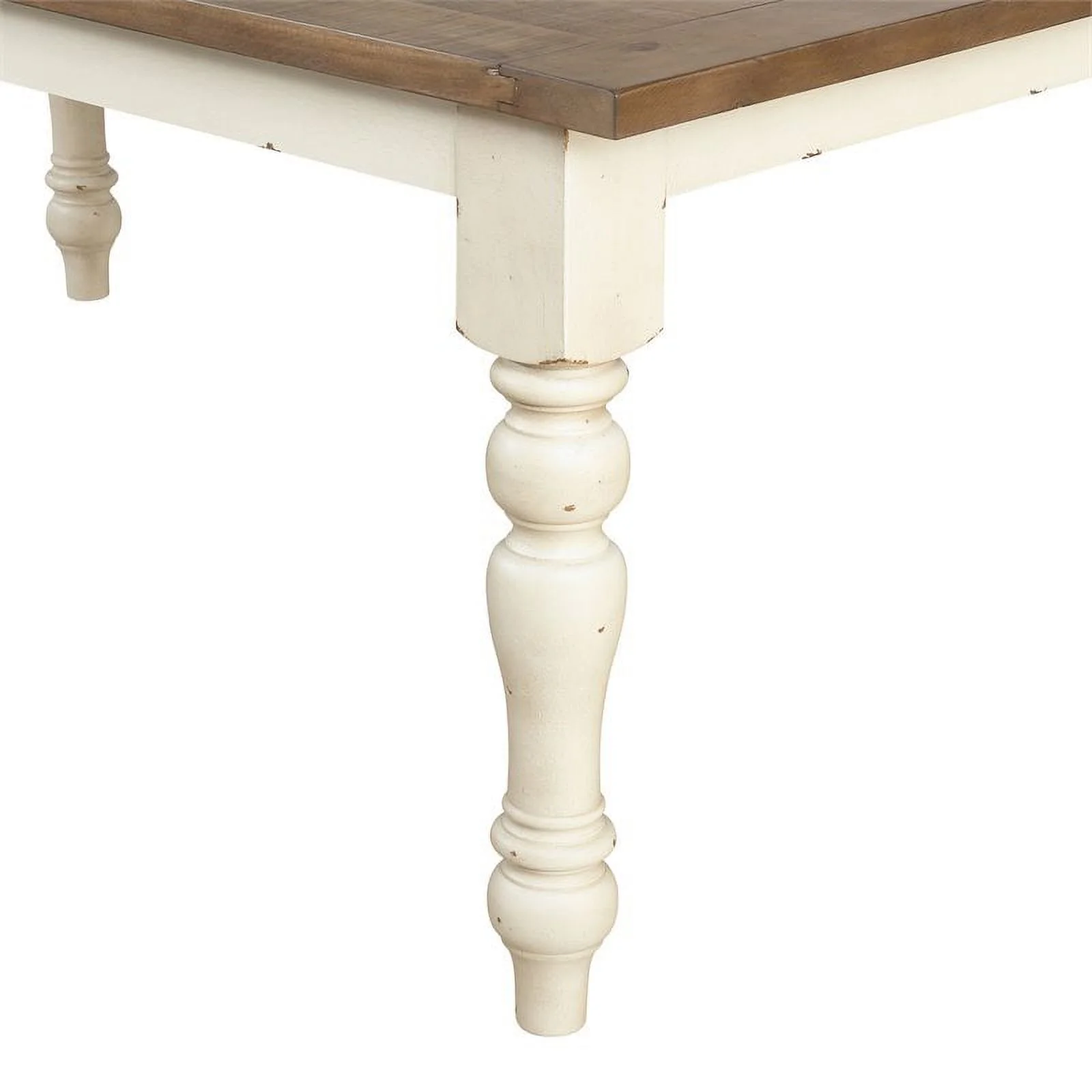 Roundhill Furniture Prato Two-Tone Wood Bench Antique White/Distressed in Oak