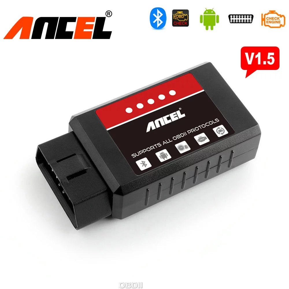 ANCEL  ELM327 V1.5 Wireless Code Reader Bluetooth OBD Scanner EOBD OBD2 Scanner Read Clear Trouble Codes Check Engine Light OBDII Car Scanner Automotive Diagnostic Scan Tool Auto Adapter