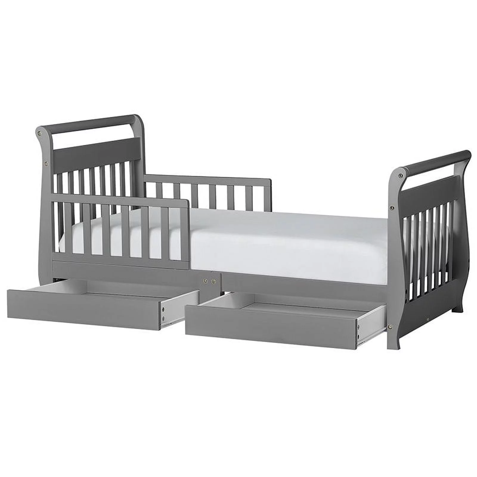 Dream On Me Sleigh Storage Toddler Bed in Storm Grey
