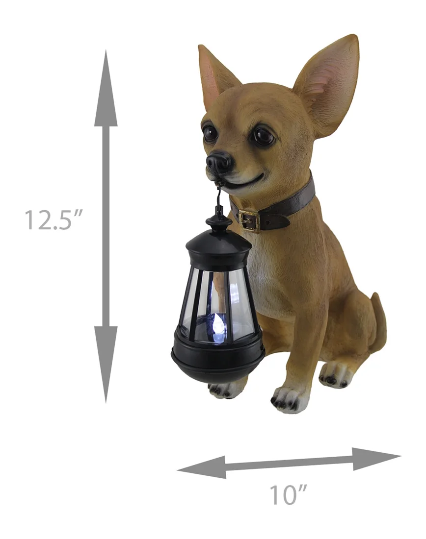 Zeckos Little Light Keeper Chihuahua Statue and LED Lantern
