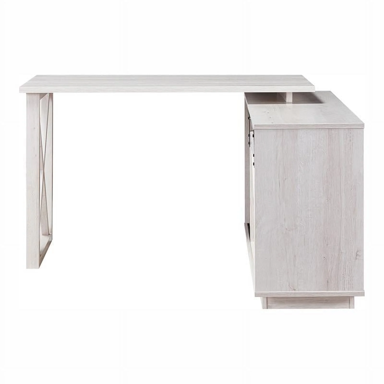 Furniture of America Oppen Transitional Wood L-Shape Desk in White Oak