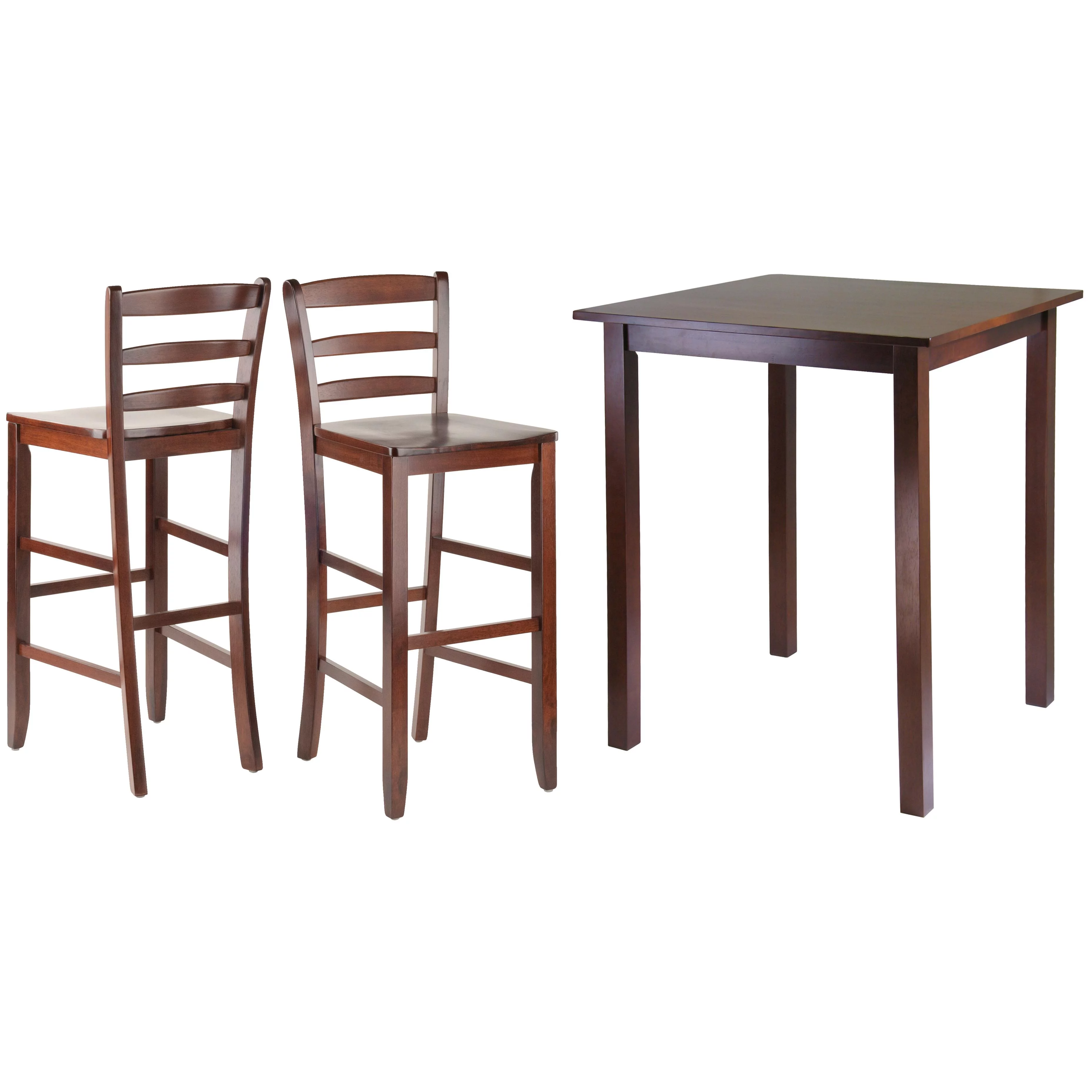 Parkland 3-Piece High Dining Set with Ladder-Back Stools, Antique Walnut
