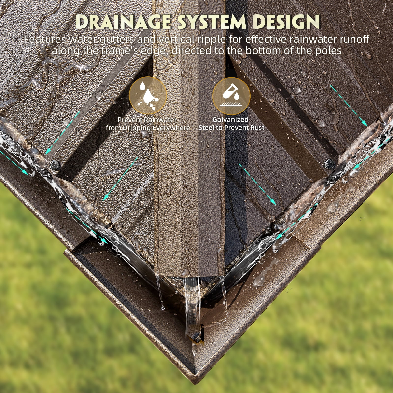 Richryce 12' X 20' Hardtop Gazebo Aluminum Frame Gazebo with Galvanized Steel Double Roof