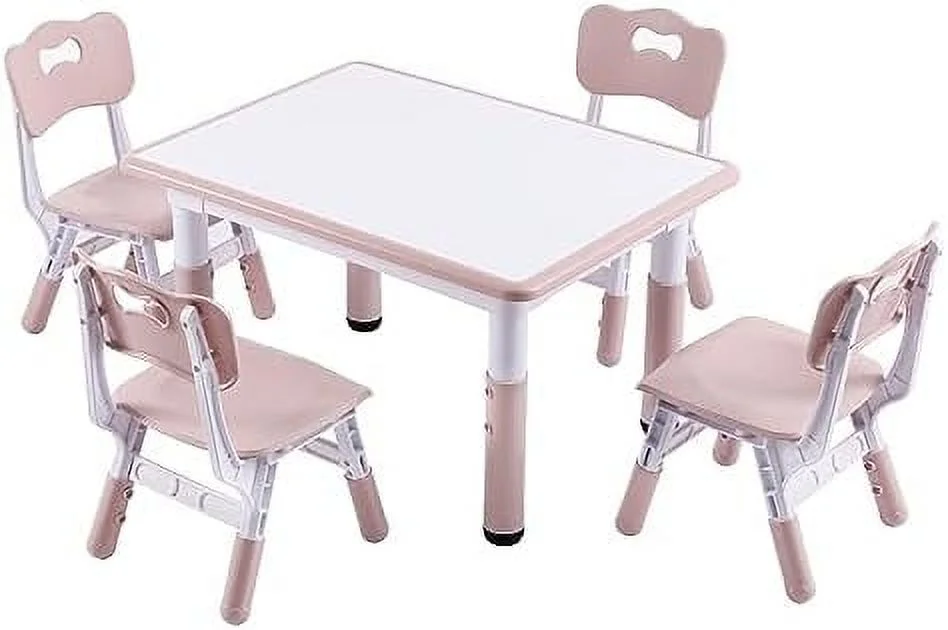 SJOINGB Table and 2 Chairs Set  Height-Adjustable Toddler Table and Chair Set with Graffiti Desktop  31.5''L x 23.6''W Children Activity Table for Daycare  Classroom  Home