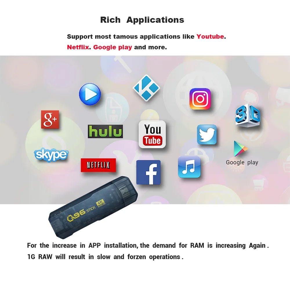 BOXPUT 2024 Q96 Android TV Stick Android 10.0 Allwinner H313 4K TV Stick 2.4G/5G Dual WiFi Smart TV Stick with IR Remote Control(1GB RAM + 8GB ROM)